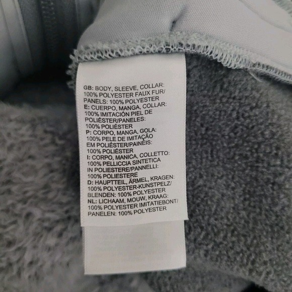 The North Face Jacket Medium Gray Furry Fleece Zip Color Block Warm NF0A338M - Picture 7 of 8